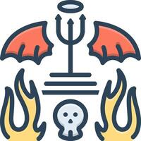 Vector black line icon for hell inferno