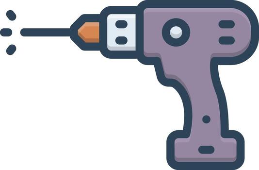 Vector black line icon for drill