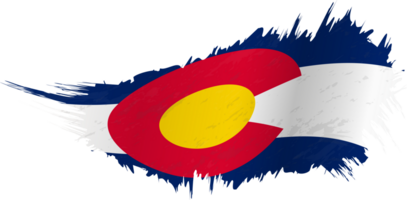 Flag of Colorado state in grunge style with waving effect. png
