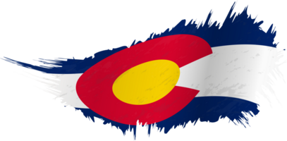 drapeau de l'état du colorado dans un style grunge avec effet ondulant. png