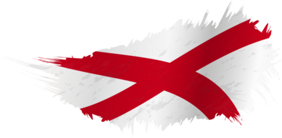 Flag of Alabama state in grunge style with waving effect. png