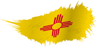 Flag of New Mexico state in grunge style with waving effect. png