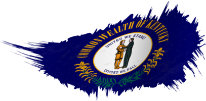 Flag of Kentucky state in grunge style with waving effect. png