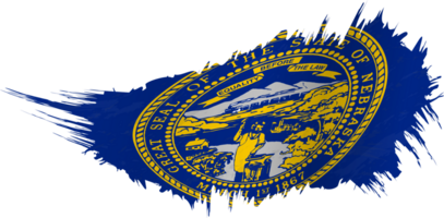 Flag of Nebraska state in grunge style with waving effect. png