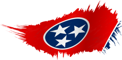 Flag of Tennessee state in grunge style with waving effect. png