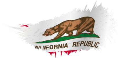 Flag of California state in grunge style with waving effect. png