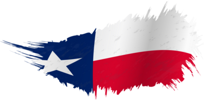 Flag of Texas state in grunge style with waving effect. png