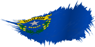 Flag of Nevada state in grunge style with waving effect. png