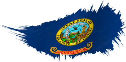Flag of Idaho state in grunge style with waving effect. png