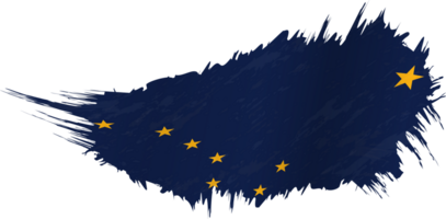 Flag of Alaska state in grunge style with waving effect. png