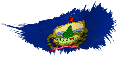 Flag of Vermont state in grunge style with waving effect. png