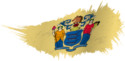 Flag of New Jersey state in grunge style with waving effect. png