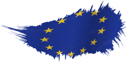 Flag of European Union in grunge style with waving effect. png