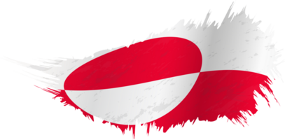 Flag of Greenland in grunge style with waving effect. png