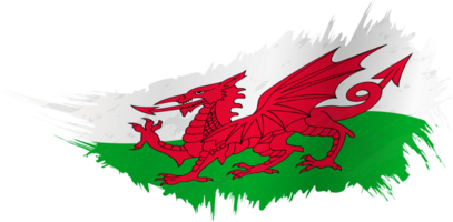 Flag of Wales in grunge style with waving effect. png