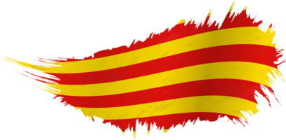 Flag of Catalonia in grunge style with waving effect. png