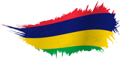 Flag of Mauritius in grunge style with waving effect. png