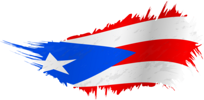 Flag of Puerto Rico in grunge style with waving effect. png