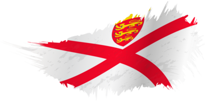 Flag of Jersey in grunge style with waving effect. png