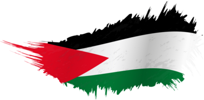 Flag of Palestine in grunge style with waving effect. png