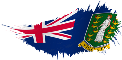 Flag of British Virgin Islands in grunge style with waving effect. png