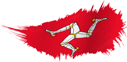 Flag of Isle of Man in grunge style with waving effect. png