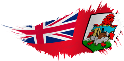 Flag of Bermuda in grunge style with waving effect. png