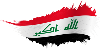 Flag of Iraq in grunge style with waving effect. png