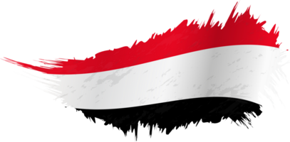 Flag of Yemen in grunge style with waving effect. png