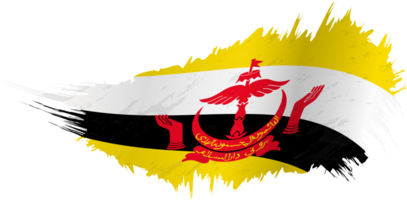 Flag of Brunei in grunge style with waving effect. png