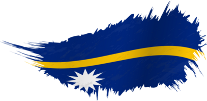 Flag of Nauru in grunge style with waving effect. png