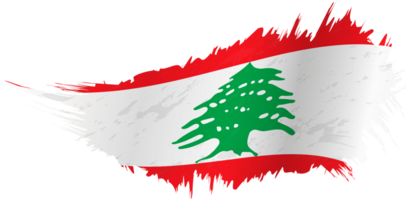 Flag of Lebanon in grunge style with waving effect. png