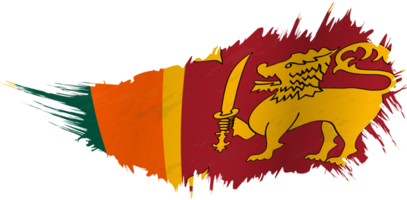 Flag of Sri Lanka in grunge style with waving effect. png