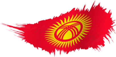 Flag of Kyrgyzstan in grunge style with waving effect. png