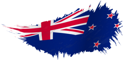 Flag of New Zealand in grunge style with waving effect. png