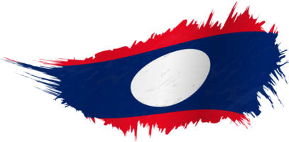 Flag of Laos in grunge style with waving effect. png