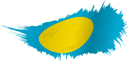 Flag of Palau in grunge style with waving effect. png