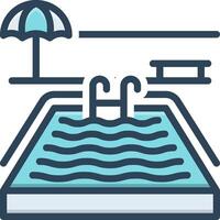 Vector black line icon for pools