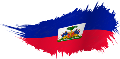 Flag of Haiti in grunge style with waving effect. png