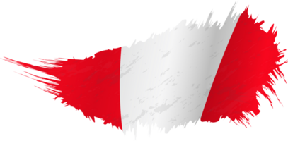 Flag of Peru in grunge style with waving effect. png