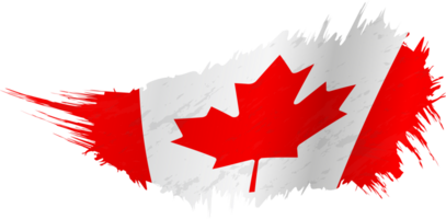 Flag of Canada in grunge style with waving effect. png