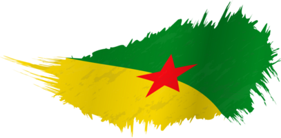 Flag of French Guiana in grunge style with waving effect. png