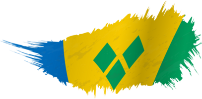Flag of Saint Vincent and the Grenadines in grunge style with waving effect. png
