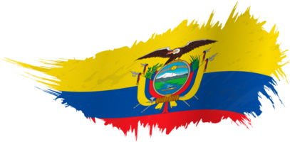 Flag of Ecuador in grunge style with waving effect. png