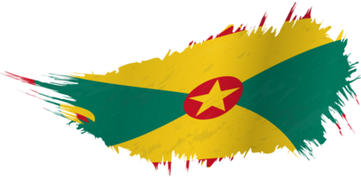Flag of Grenada in grunge style with waving effect. png