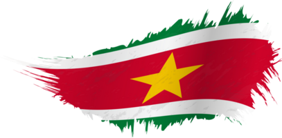 Flag of Suriname in grunge style with waving effect. png