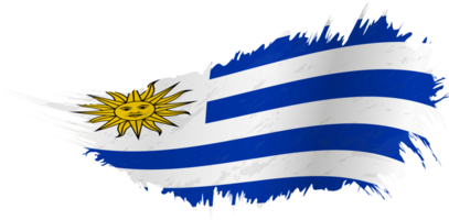 Flag of Uruguay in grunge style with waving effect. png