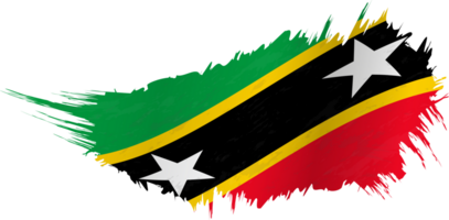 Flag of Saint Kitts and Nevis in grunge style with waving effect. png