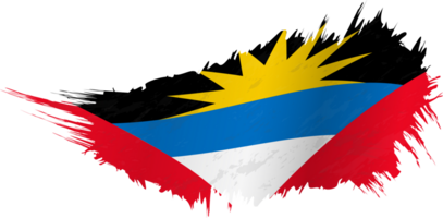 Flag of Antigua and Barbuda in grunge style with waving effect. png