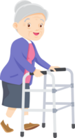 Grandmother and walking stick character png